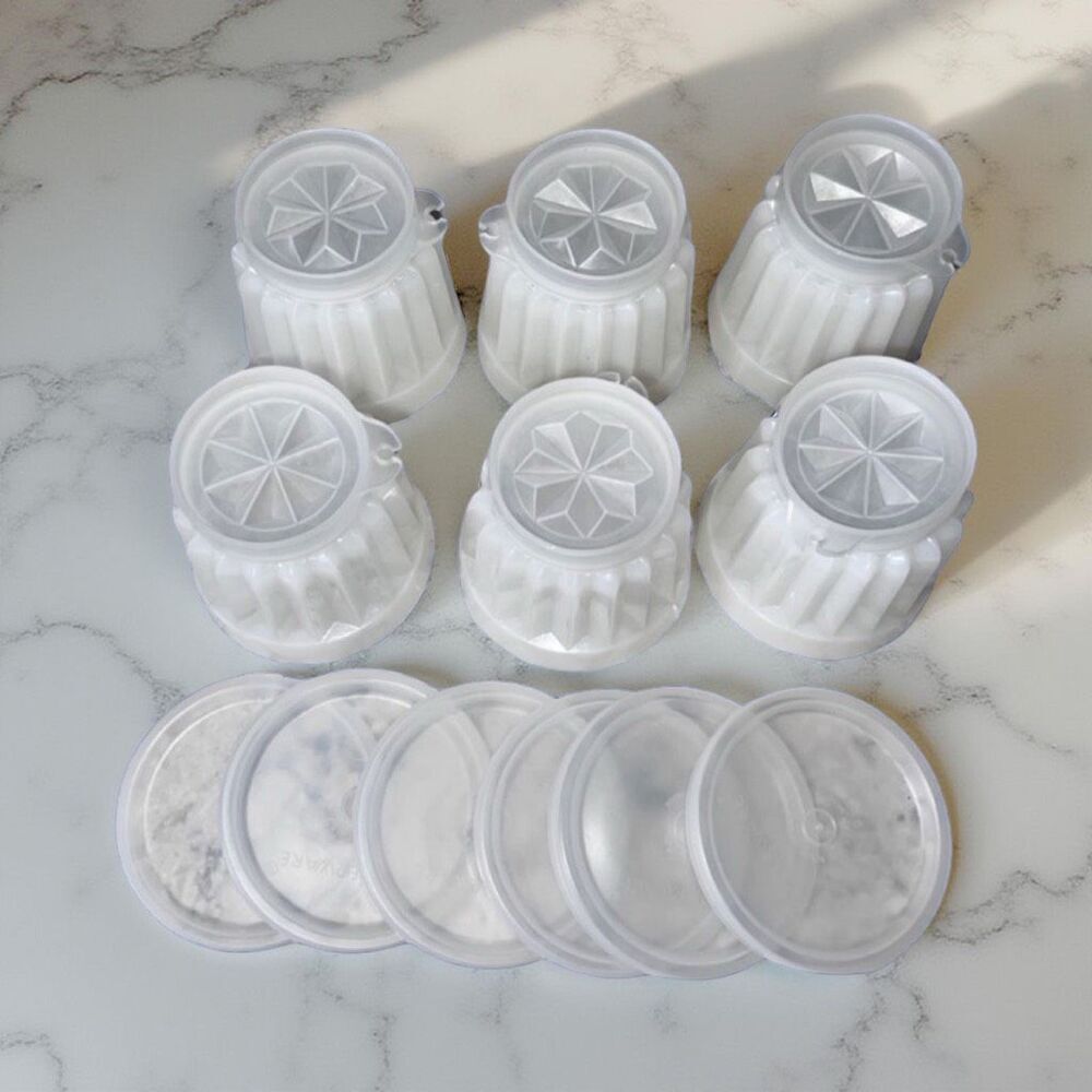 6 Vintage TUPPERWARE Ice Cream,Jello, Pudding, JEL-ETTE 3-PC Molds COMPLETE